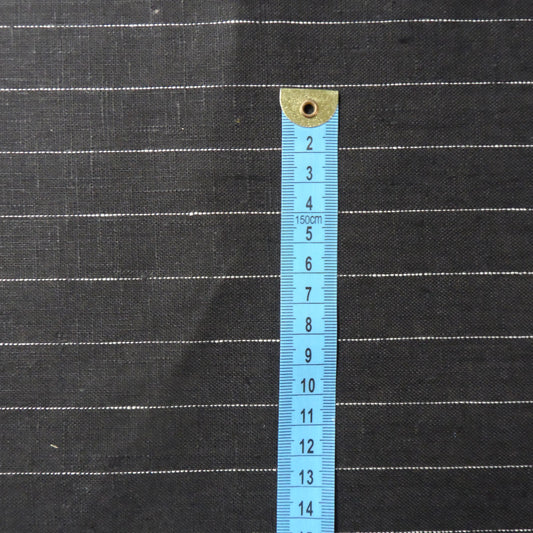Striped black white - linen fabric - 258P