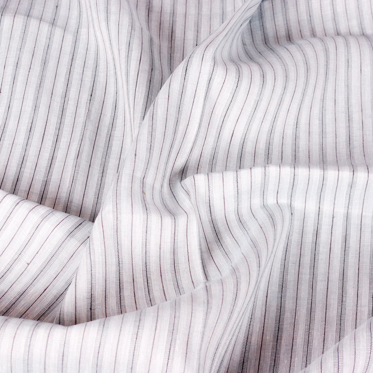 Pin stripes - white grey striped - linen fabric - 714M