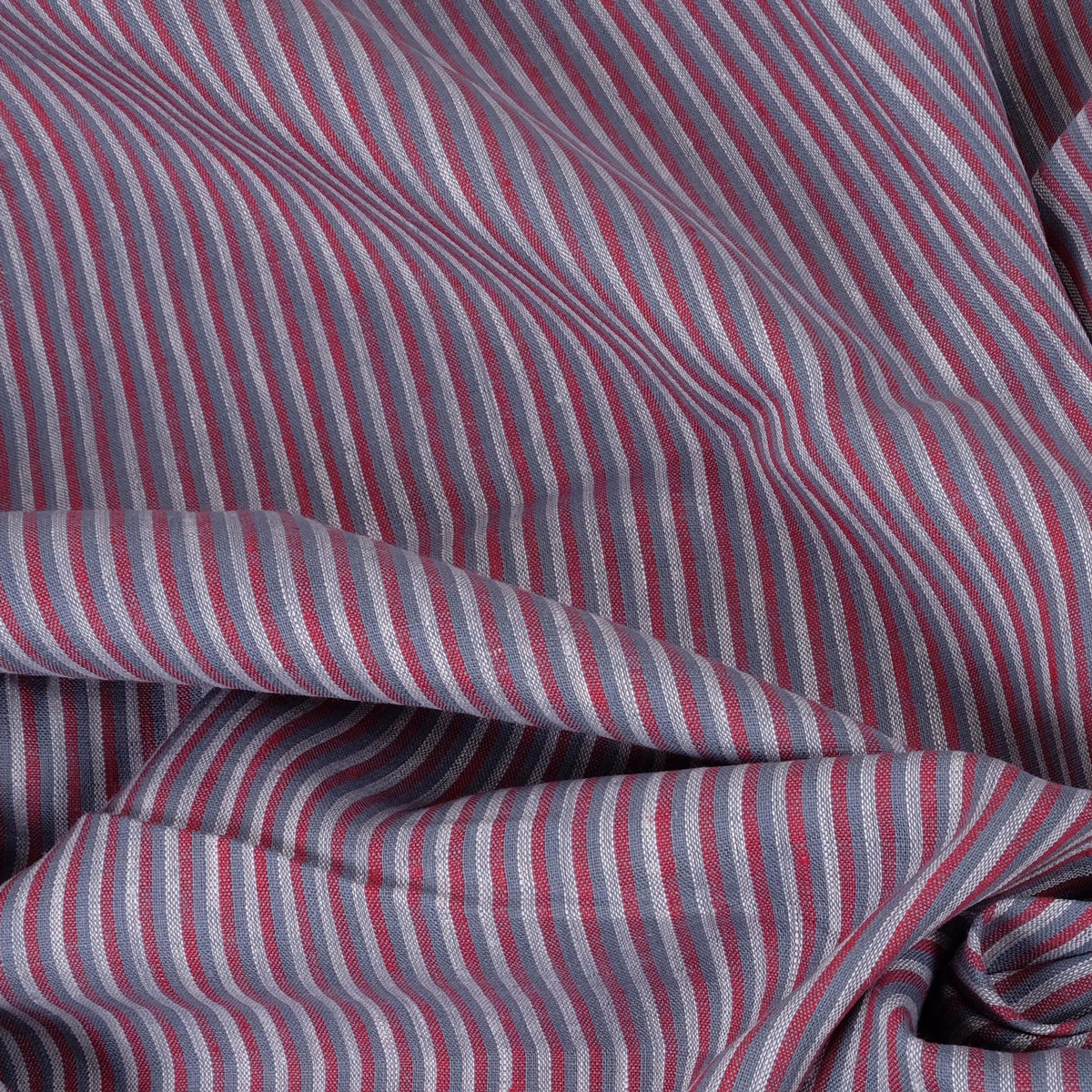 Grey purple stripes - linen fabric - 119LP