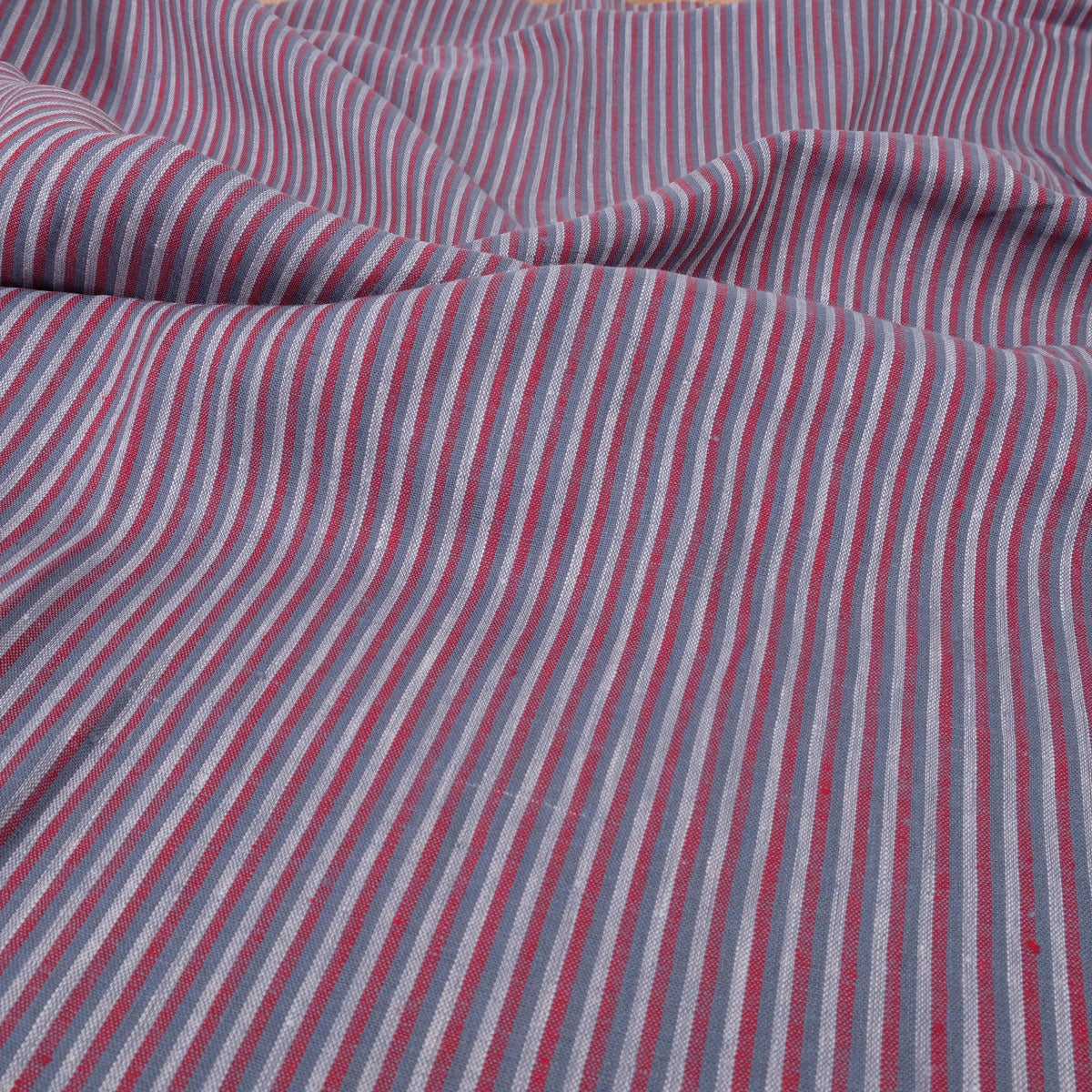 Grey purple stripes - linen fabric - 119LP