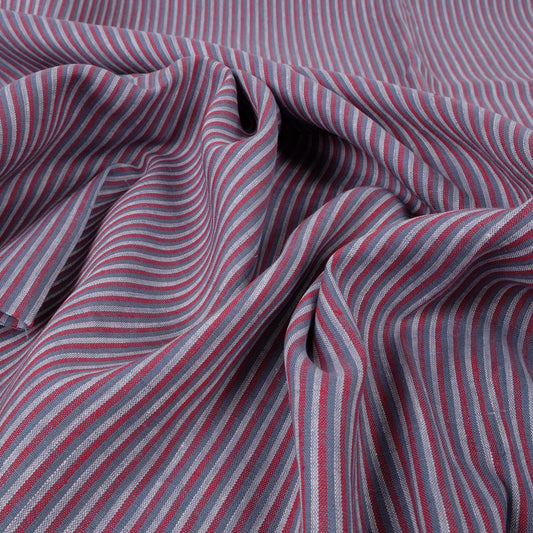 Grey purple stripes - linen fabric - 119LP