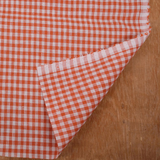 Classic check carrot red - linen fabric - 114LP