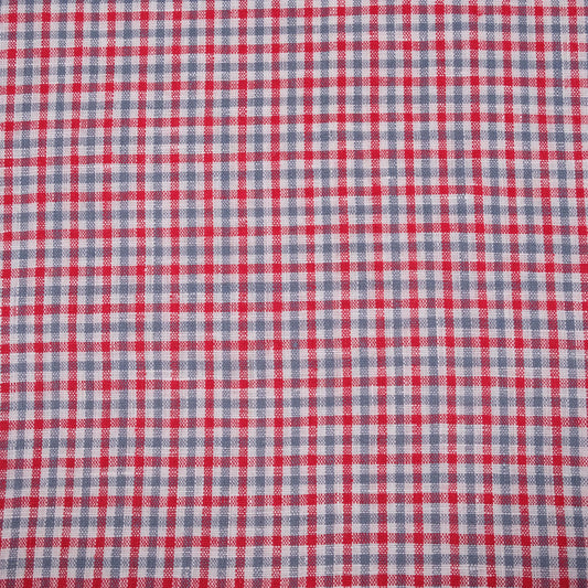 Check red grey - linen fabric - 117LP