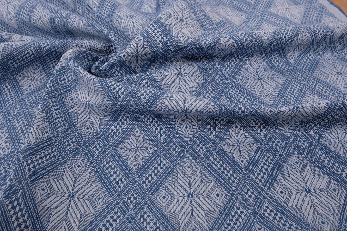 Bajore - Jacquard Blue Geometric - linen fabric - 108P