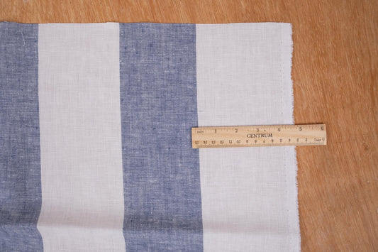 Maxi stripes - blue white - linen fabric - 121M