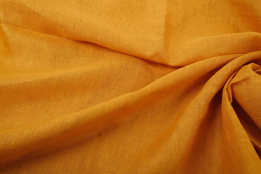 Sheer GAUZE linen fabric - mustard yellow - 155SH
