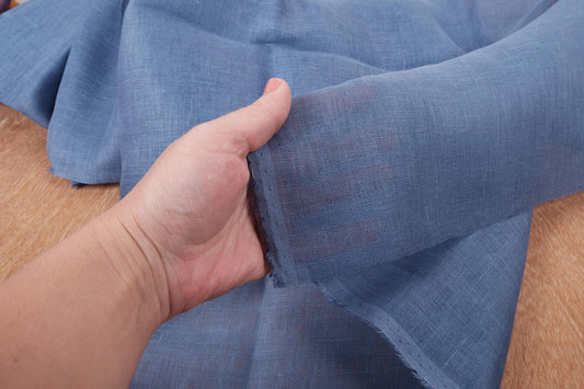 Sheer GAUZE linen fabric - light blue - 154SH