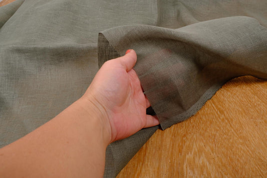 Sheer GAUZE linen fabric - muddy green - 164SH