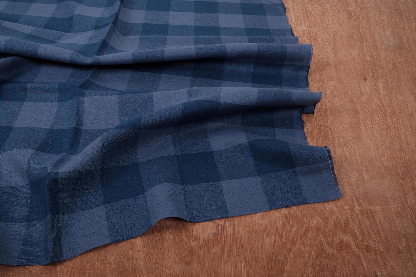 Gingham blue - linen fabric - 181R