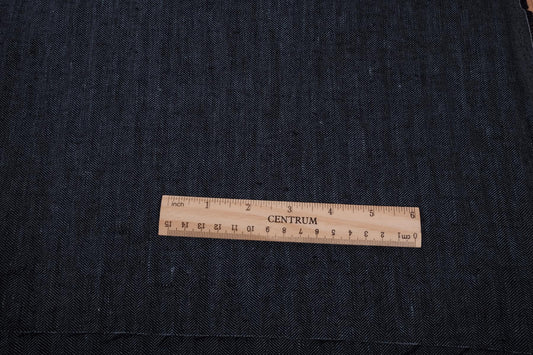 Herringbone - dark blue - linen fabric - 182R