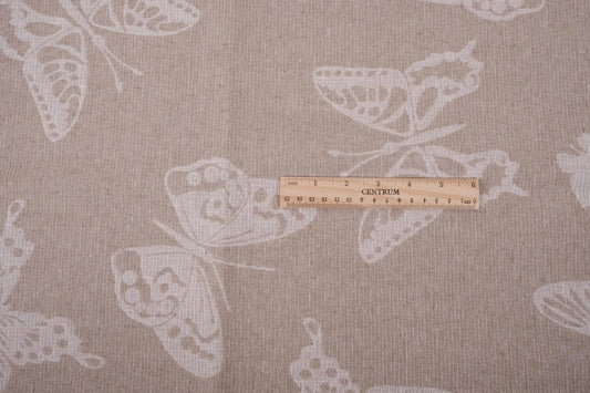Double sided - butterfly natural - linen fabric - 179R