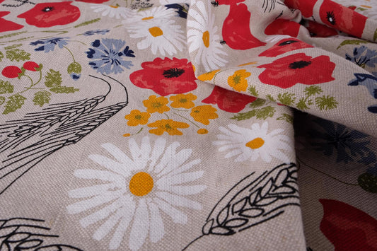 Poppy field - printed linen fabric - 492H