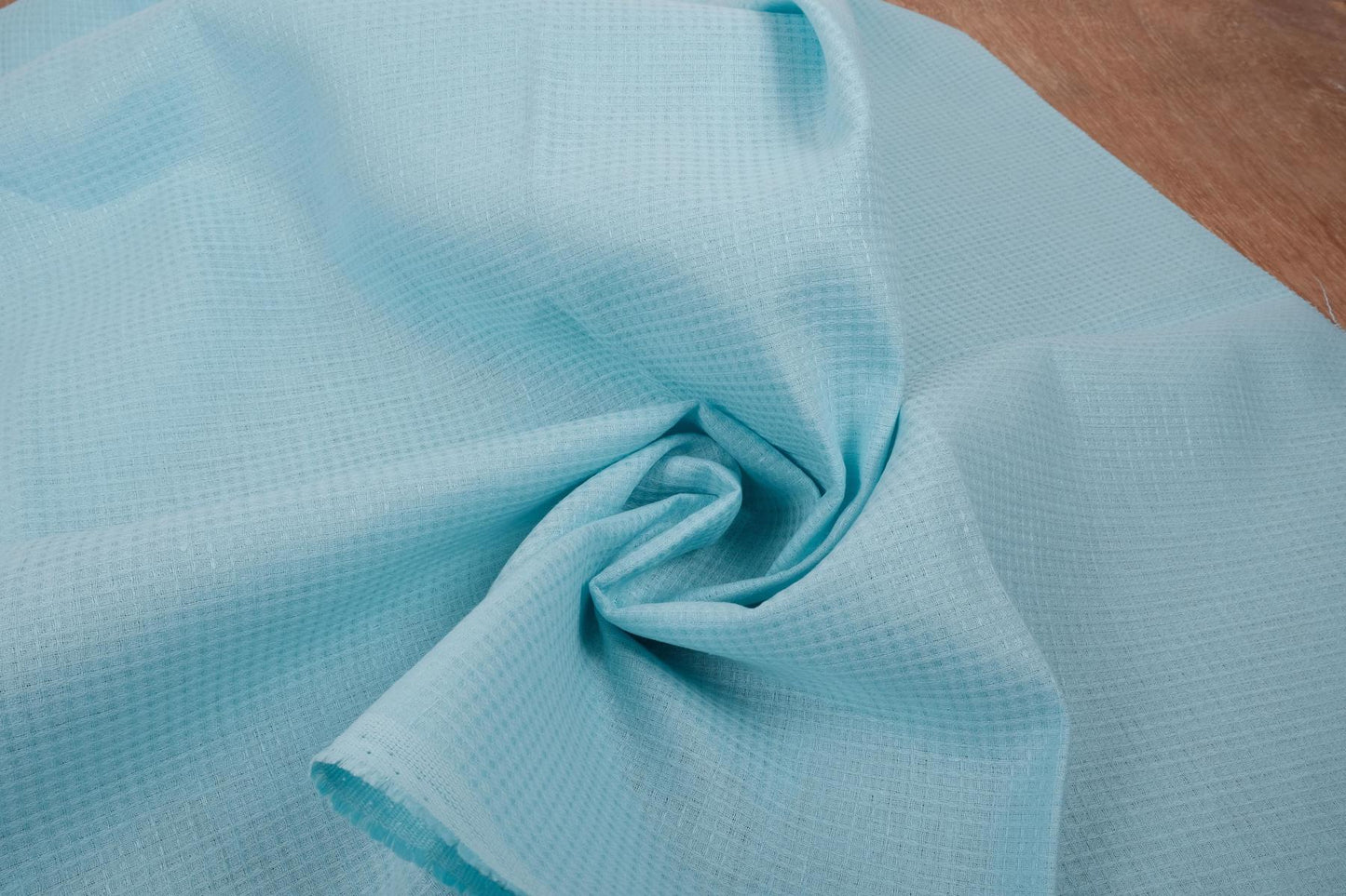 Waffle - aquamarine blue - linen fabric - 135VA