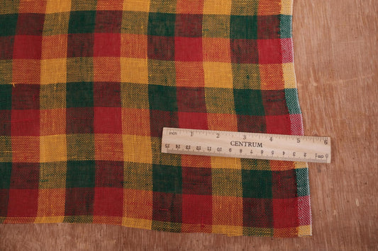 Sheer linen fabric - red green yellow - 996Z