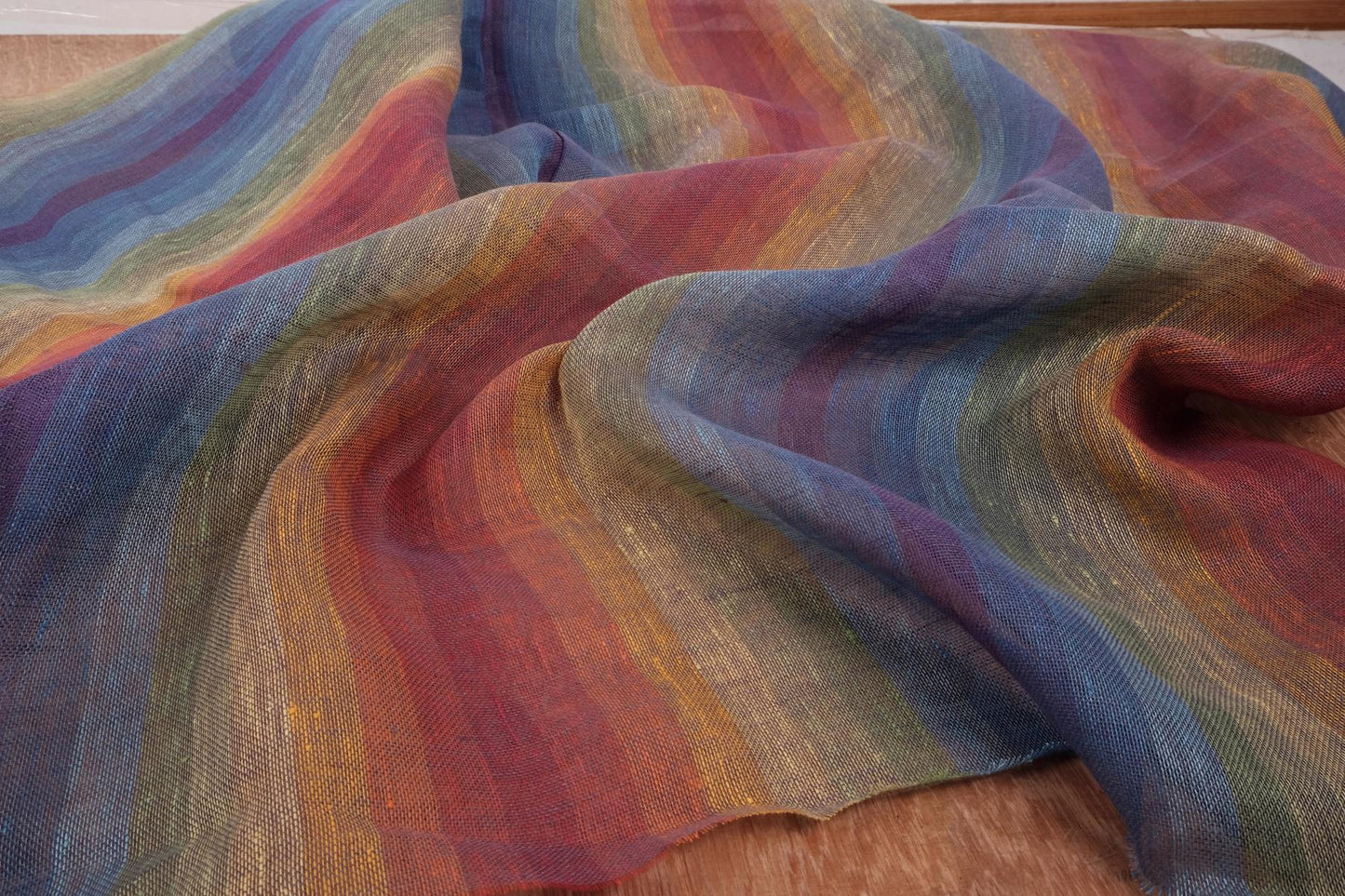 Sheer linen fabric - rainbow stripes - 886SH