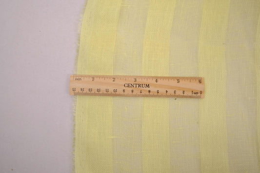 Sheer striped linen fabric- pale yellow - WIDE - 716SH