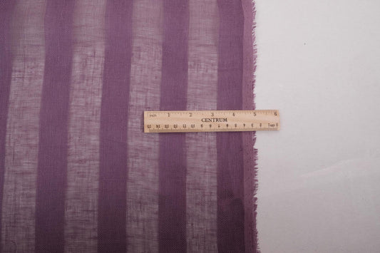 Sheer striped linen fabric - purple - WIDE - 199SH