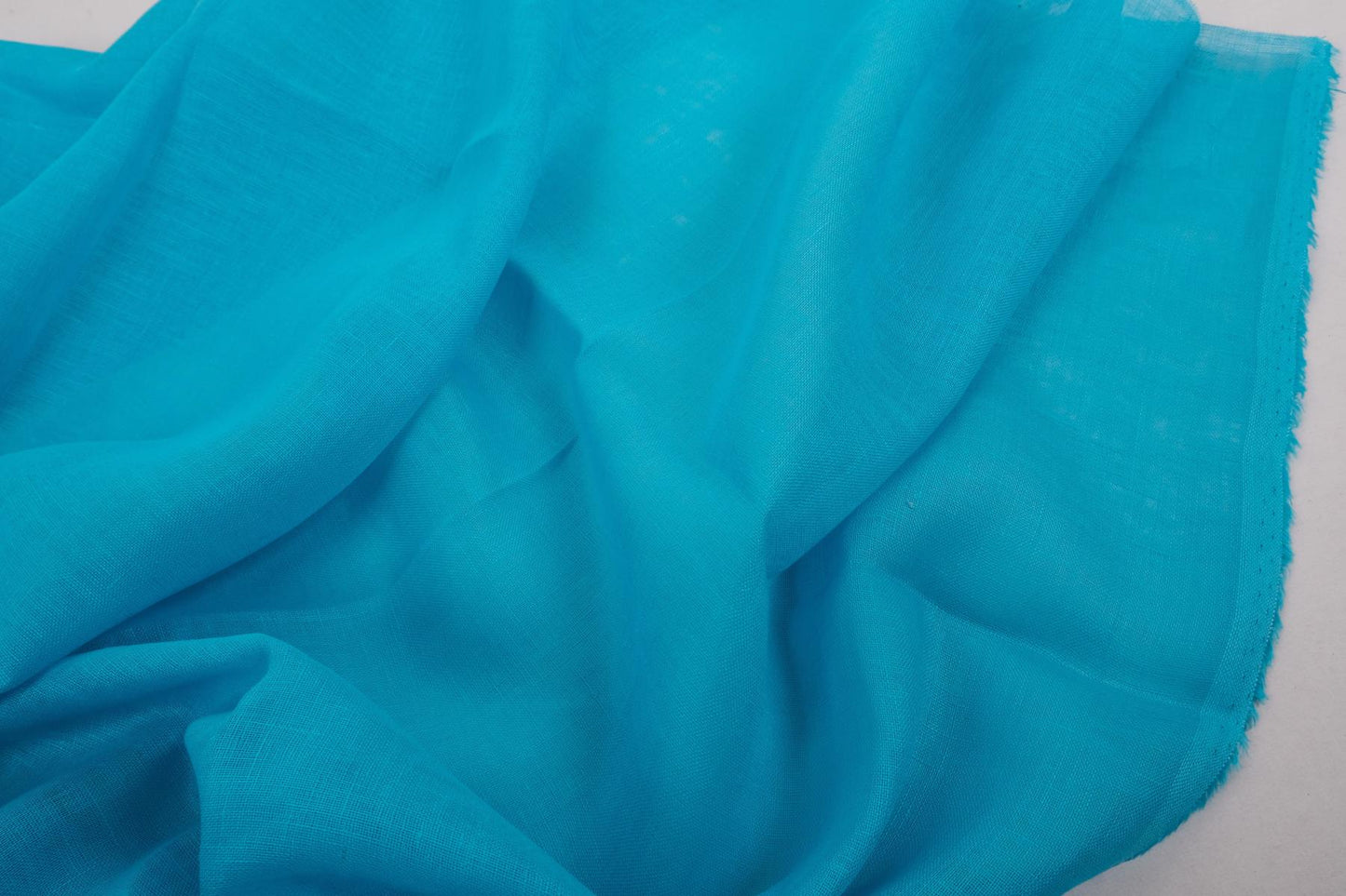 Sheer GAUZE linen fabric - aquamarine blue - 158SH