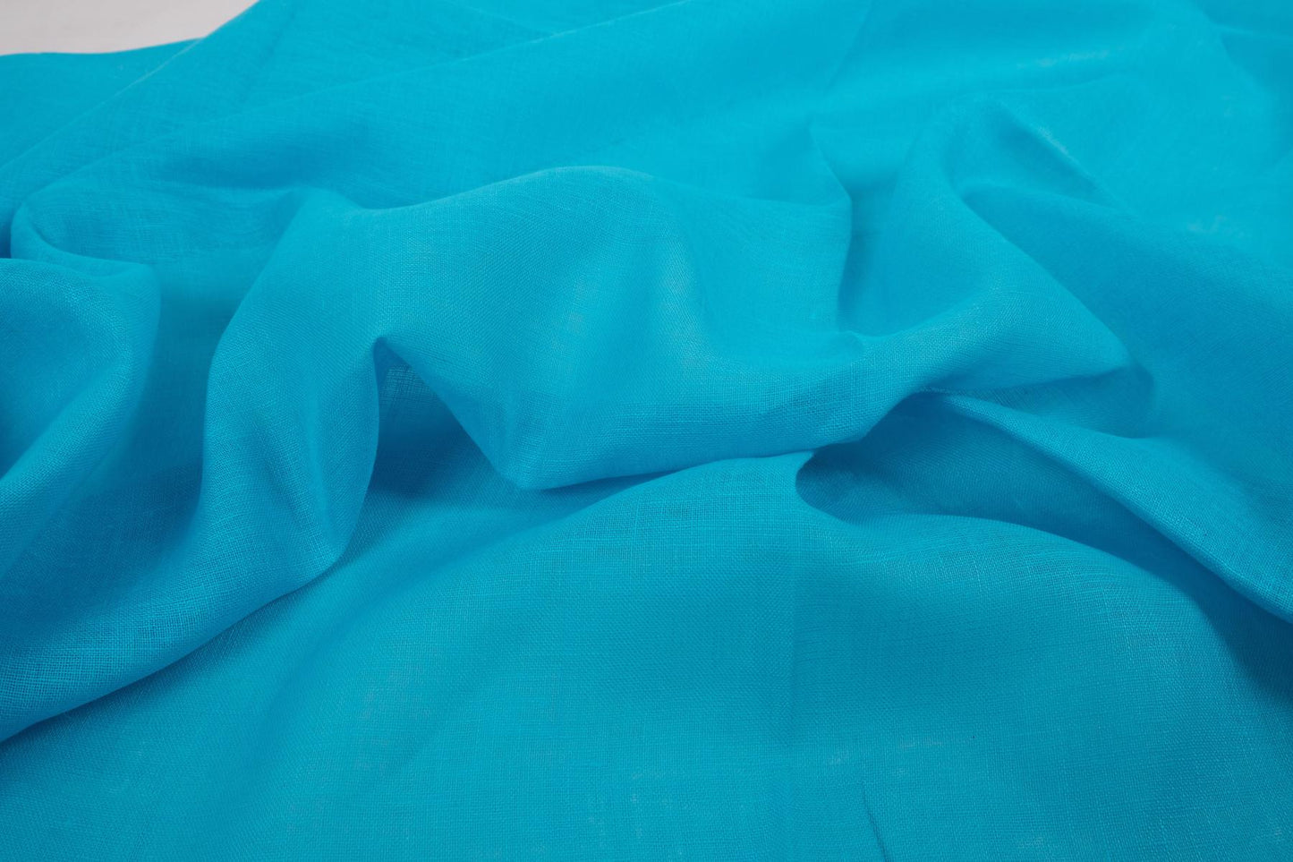 Sheer GAUZE linen fabric - aquamarine blue - 158SH