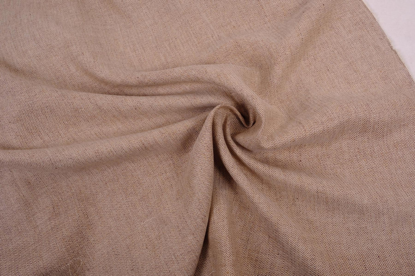 Herringbone ecru brown - linen fabric - 509H