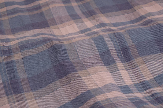 Twill - tartan blue - linen fabric - 810H