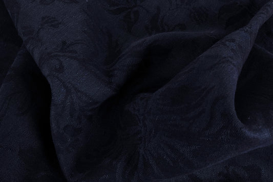 Jacquard Floral - dark blue - linen fabric - 832J