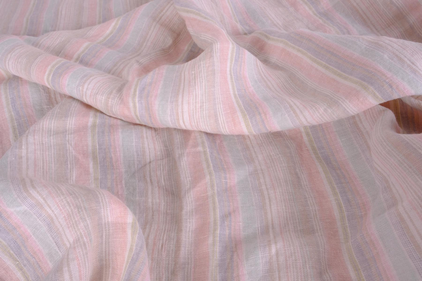 Pale pink striped - linen fabric - 836M