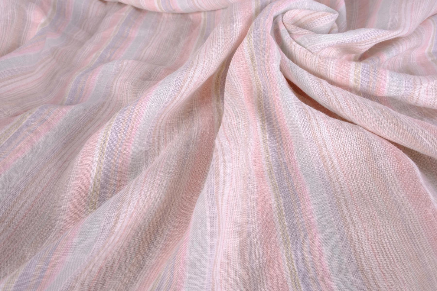 Pale pink striped - linen fabric - 836M
