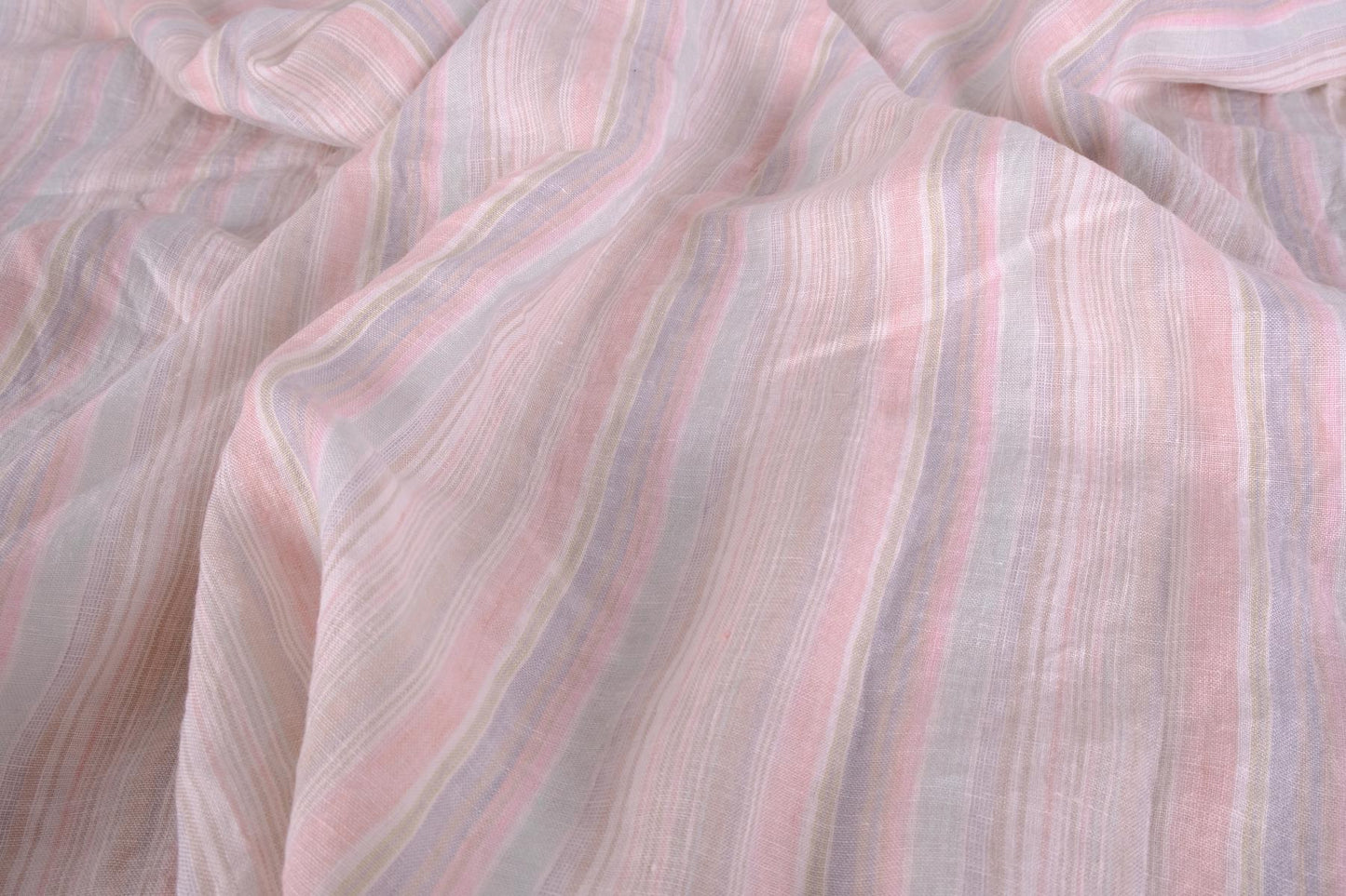 Pale pink striped - linen fabric - 836M