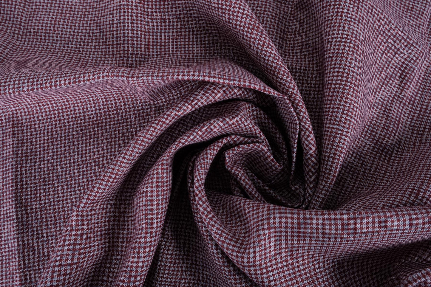 Houndstooth - red grey - linen fabric - 414M