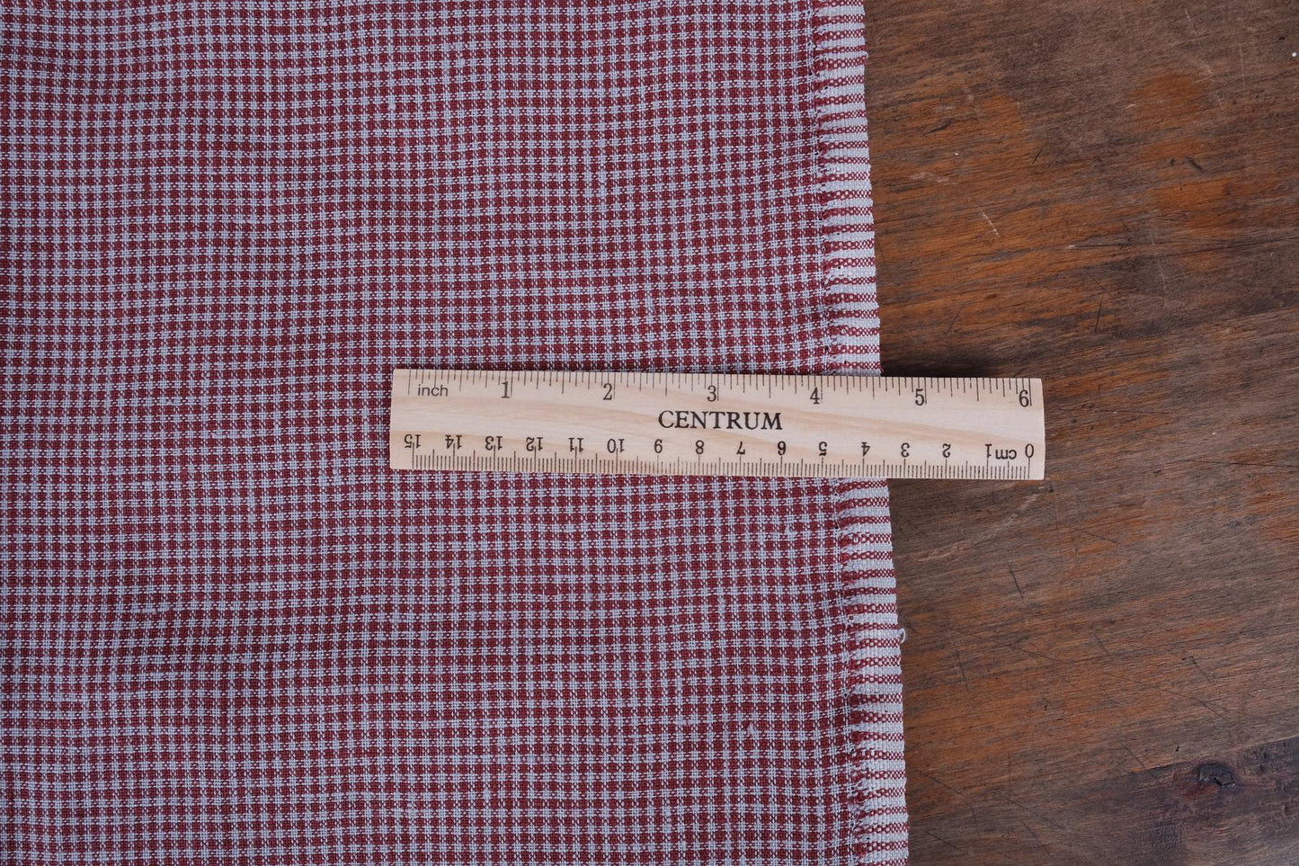 Houndstooth - red grey - linen fabric - 414M