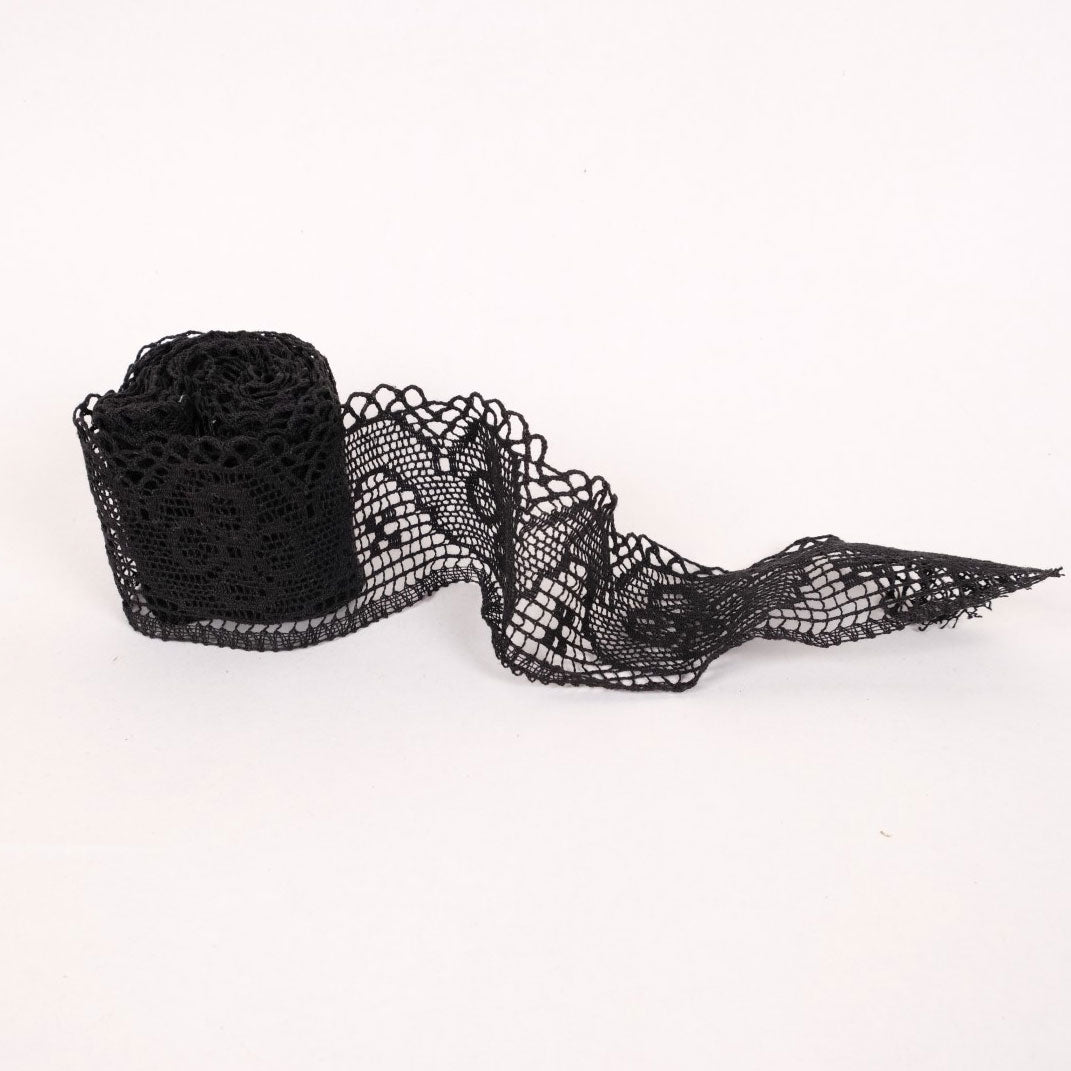 Gele Linen lace - black 85mm - 1185L