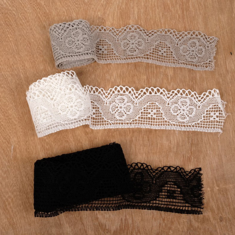 Gele Linen lace - white 85mm - 1186L