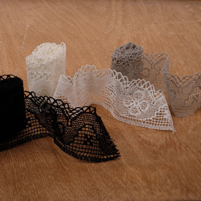 Gele Linen lace - white 85mm - 1186L