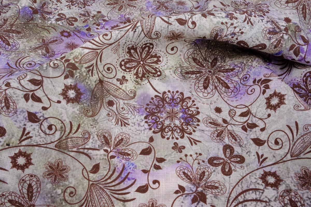 Floral purple brown - print - 9987P
