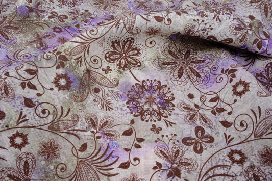 Floral purple brown - print - 9987P