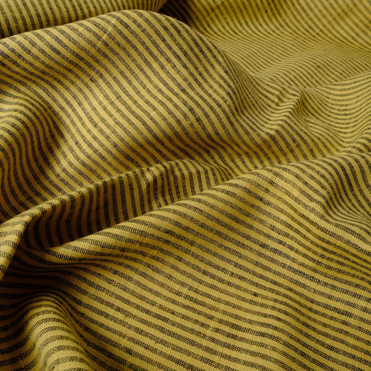 Yellow natur stripes - linen fabric - 441RA