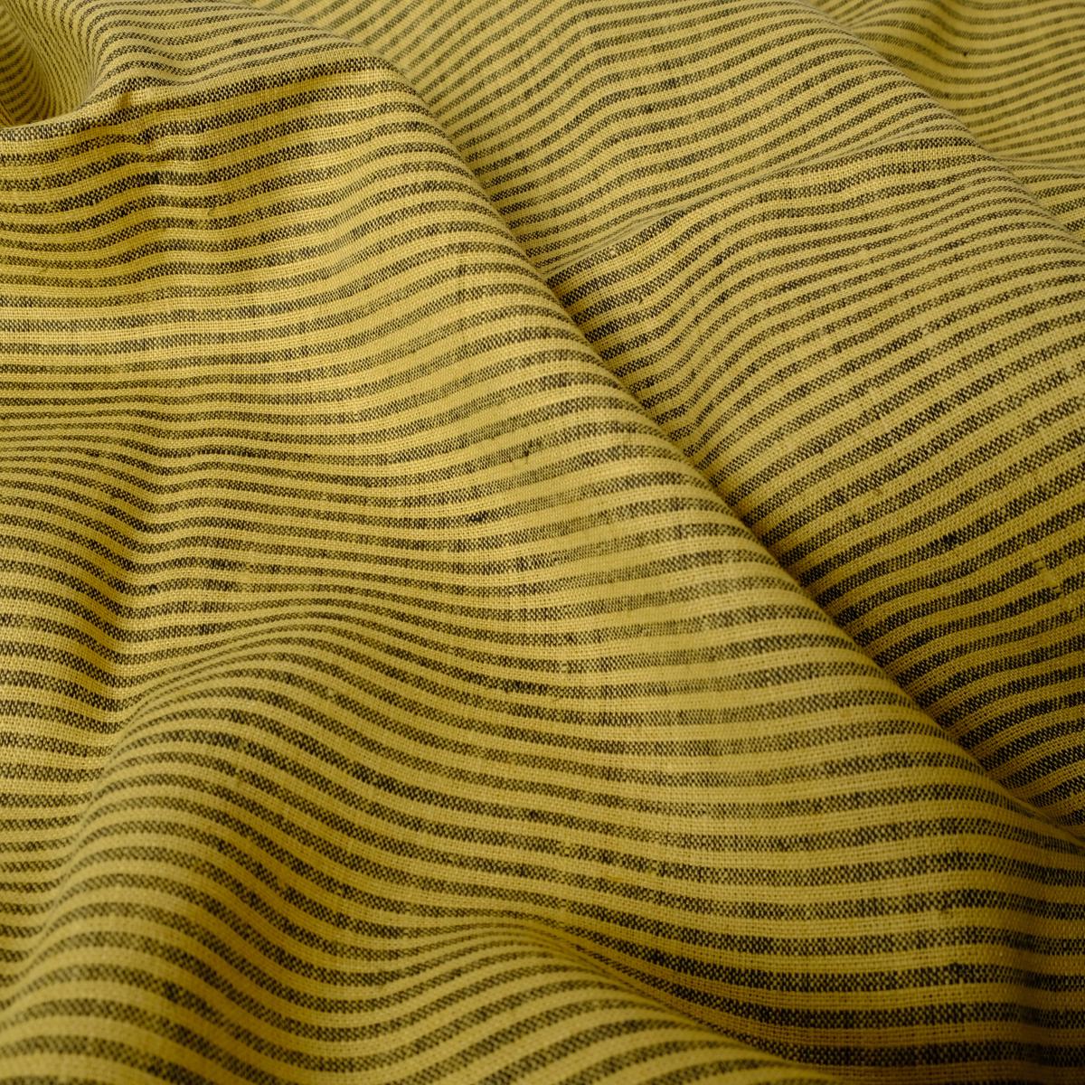 Yellow natur stripes - linen fabric - 441RA