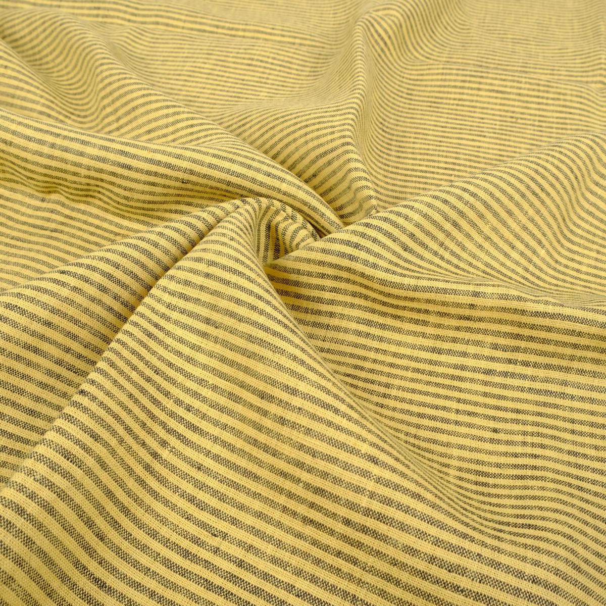 Yellow natur stripes - linen fabric - 441RA
