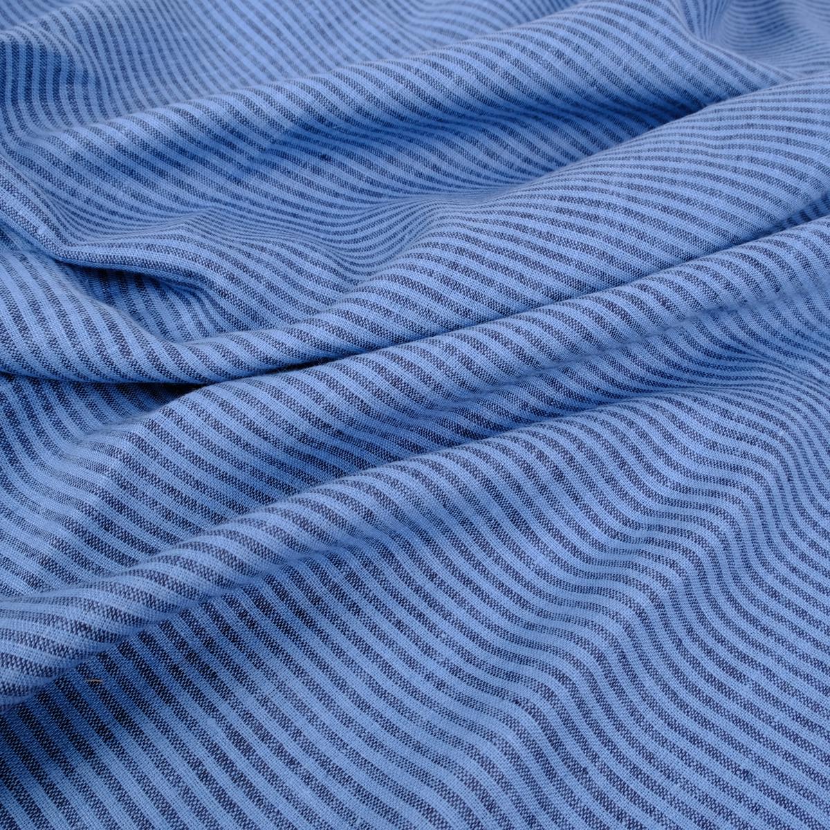 Blue stripes - linen fabric - 448RA