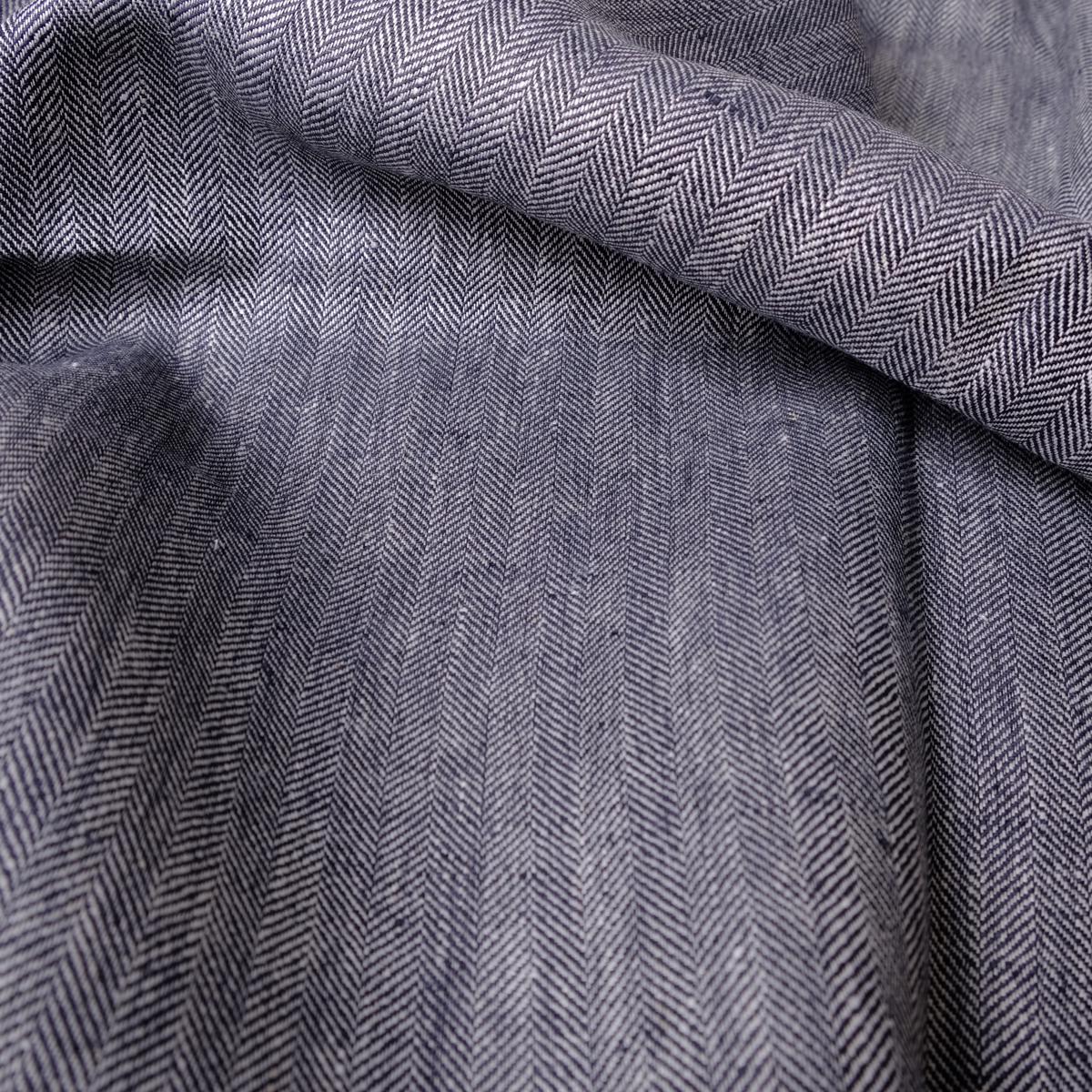 Fishbone Herringbone - grey - linen fabric - 446RA