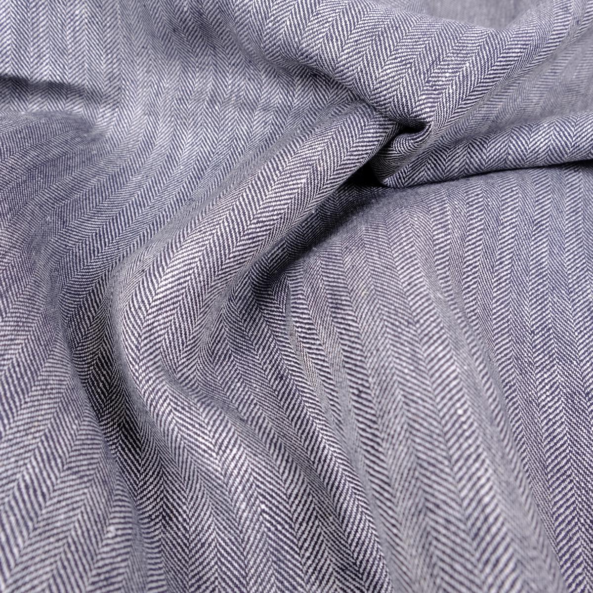Fishbone Herringbone - grey - linen fabric - 446RA