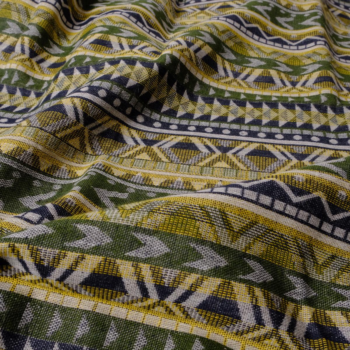 double sided linen fabric - ETNO yellow green- 444RA