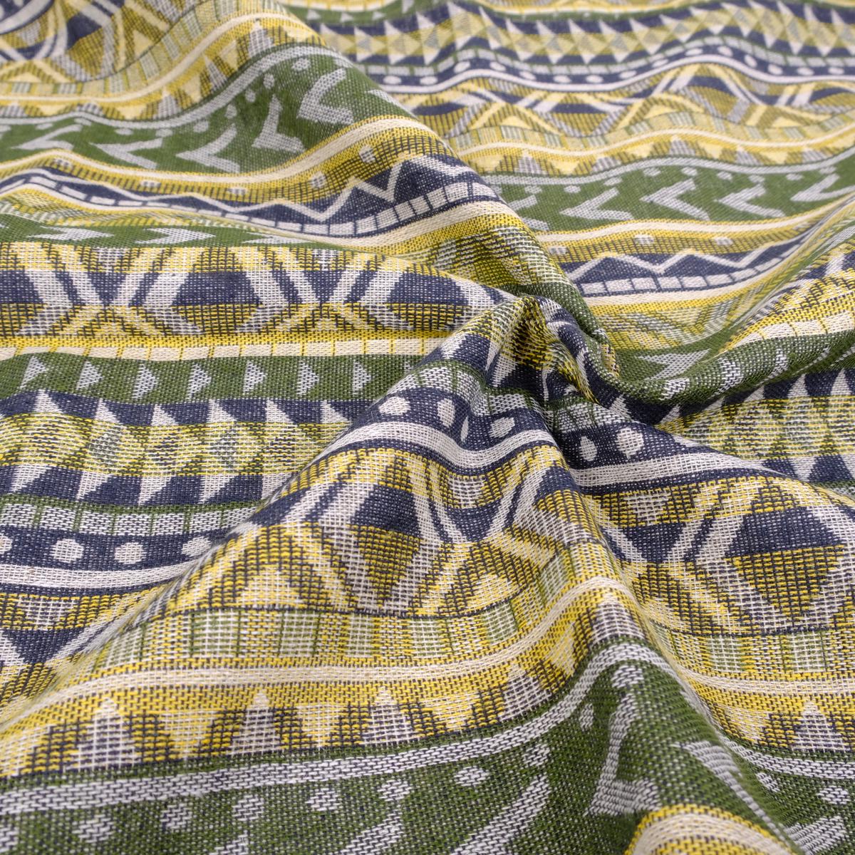 double sided linen fabric - ETNO yellow green- 444RA