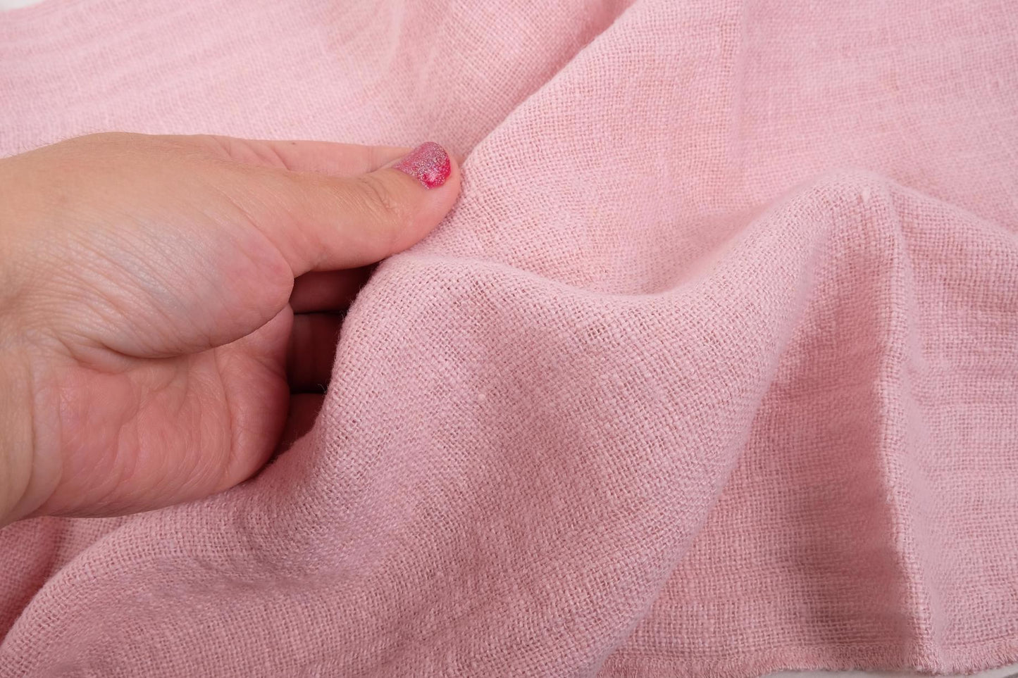 Fluffy linen fabric - pale pink- 6498SH