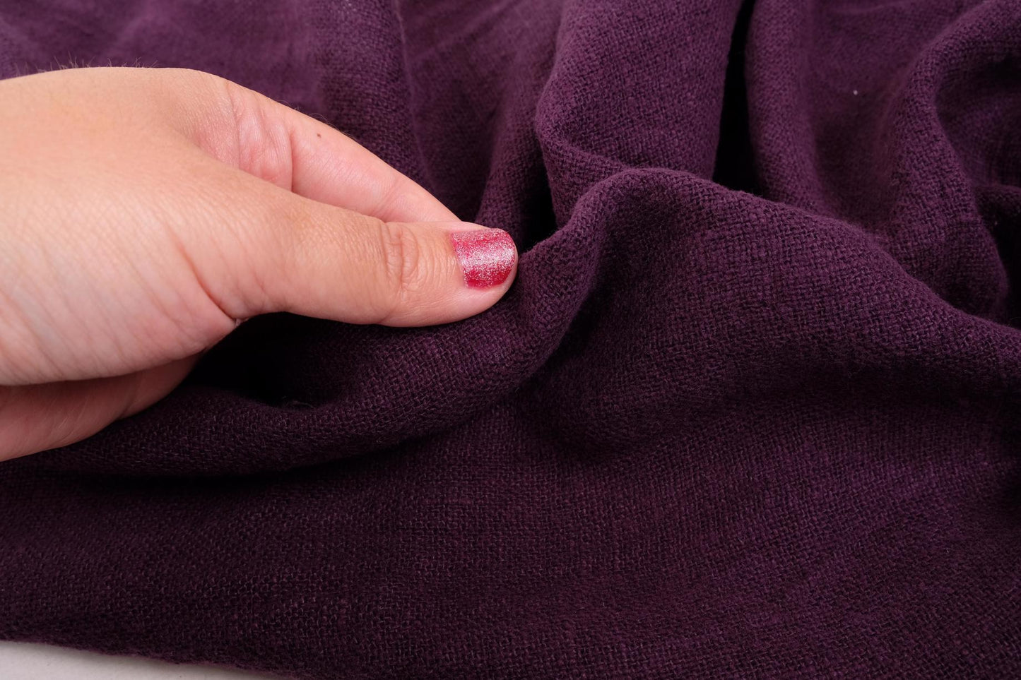Fluffy linen fabric - dark purple- 6335SH