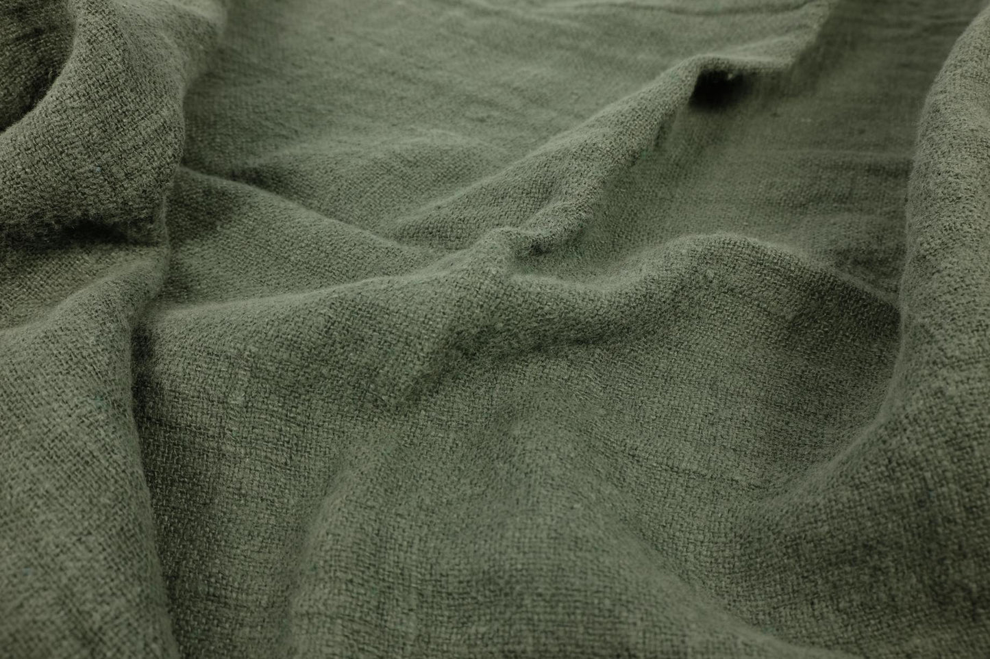 Fluffy linen fabric - military green - 6313SH