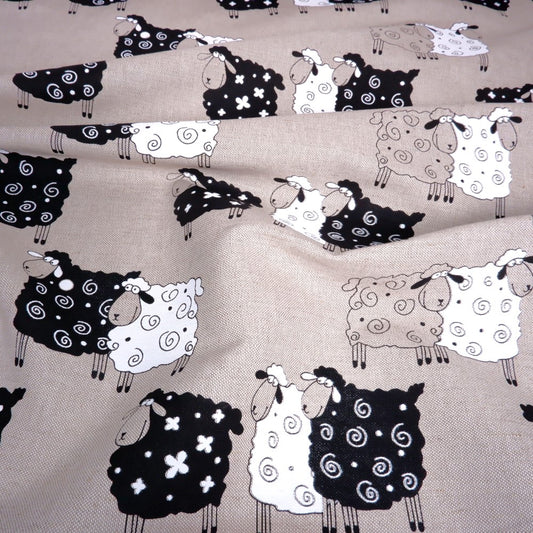 Print sheep - linen cotton blended fabric - 807P