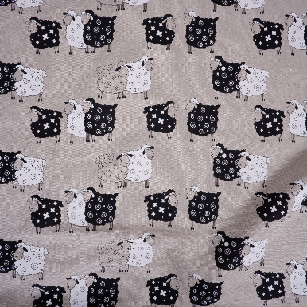 Print sheep - linen cotton blended fabric - 807P