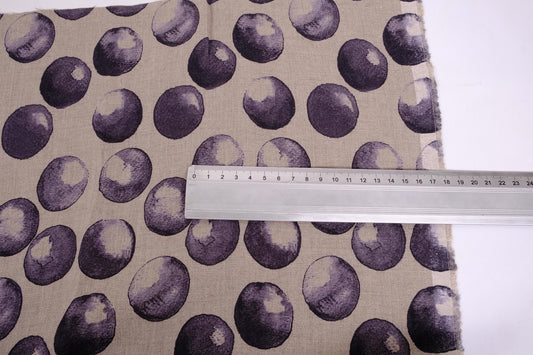 Large polka dot print on natur - linen fabric - 294P